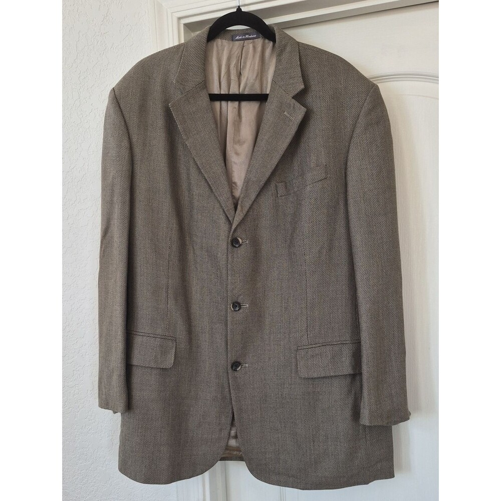 Oscar De La Renta 52% Silk & 48% Wool Woven Jacquard Fabric Blazer SZ 46 Long